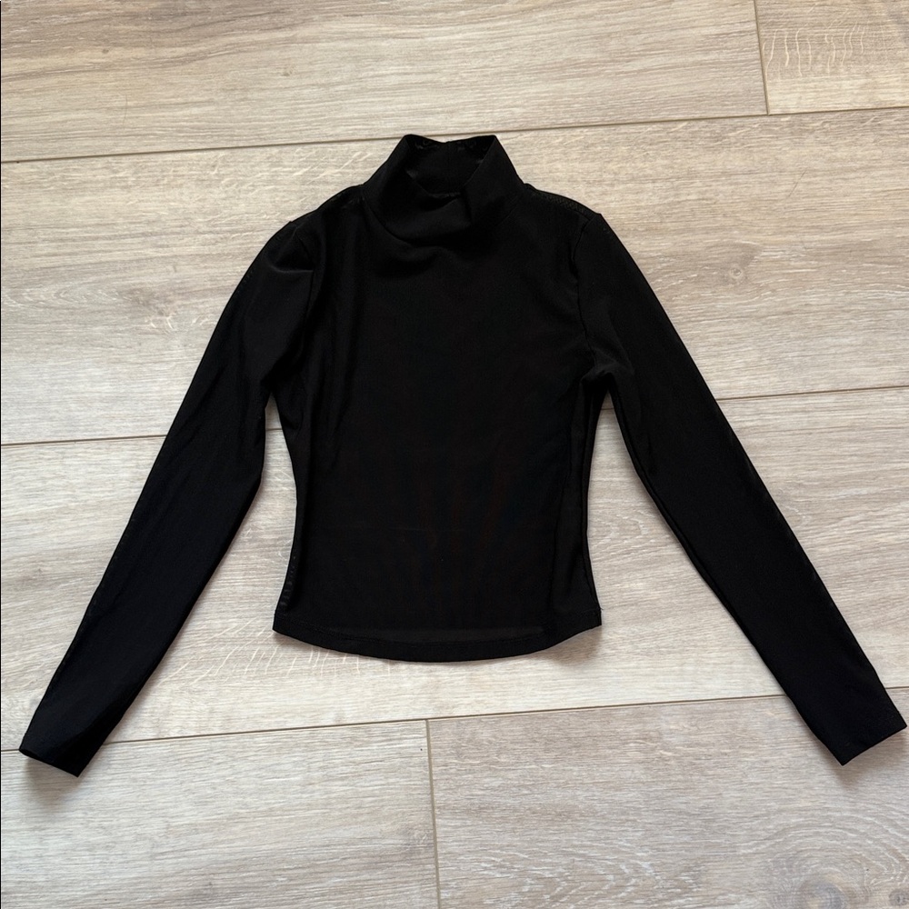 Cloud9Line Empower Mesh Black Long Sleeve sheer Turtleneck Top